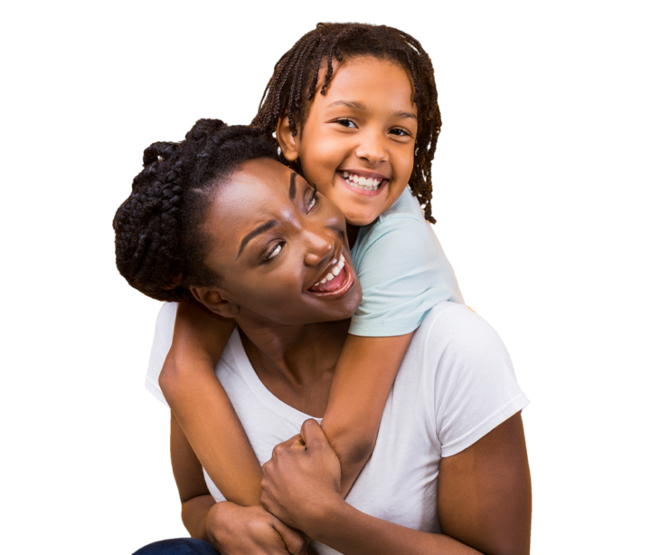 Black mother and child in care hugging