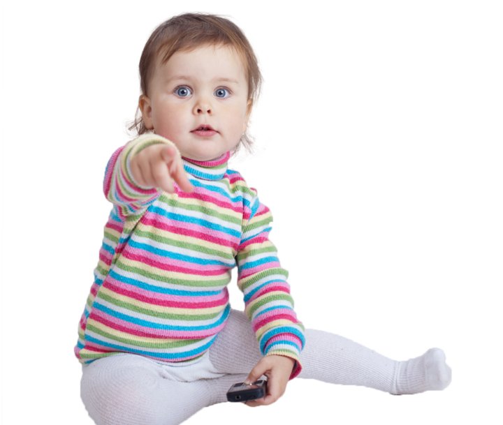 Baby pointing at camera